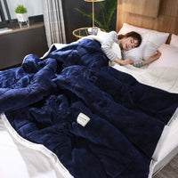 HKM-641427 Plush Coral Fleece Blanket - Soft & Warm Twin Size Throw for All Seasons