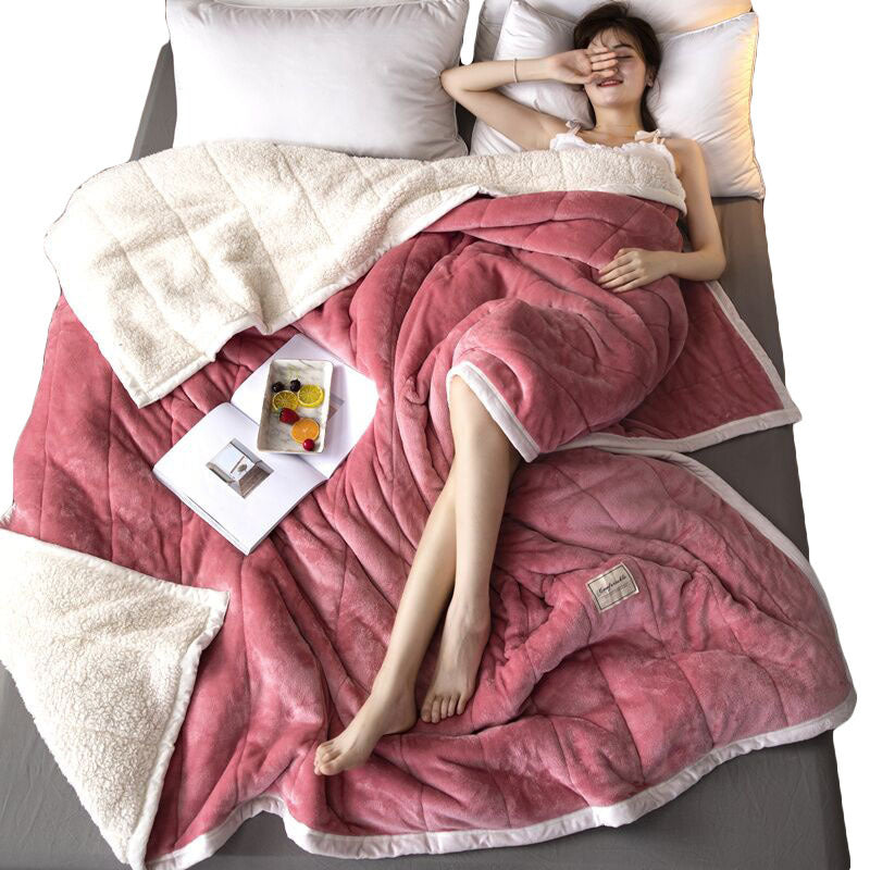 HKM-641427 Plush Coral Fleece Blanket - Soft & Warm Twin Size Throw for All Seasons