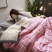 HKM-641427 Plush Coral Fleece Blanket - Soft & Warm Twin Size Throw for All Seasons