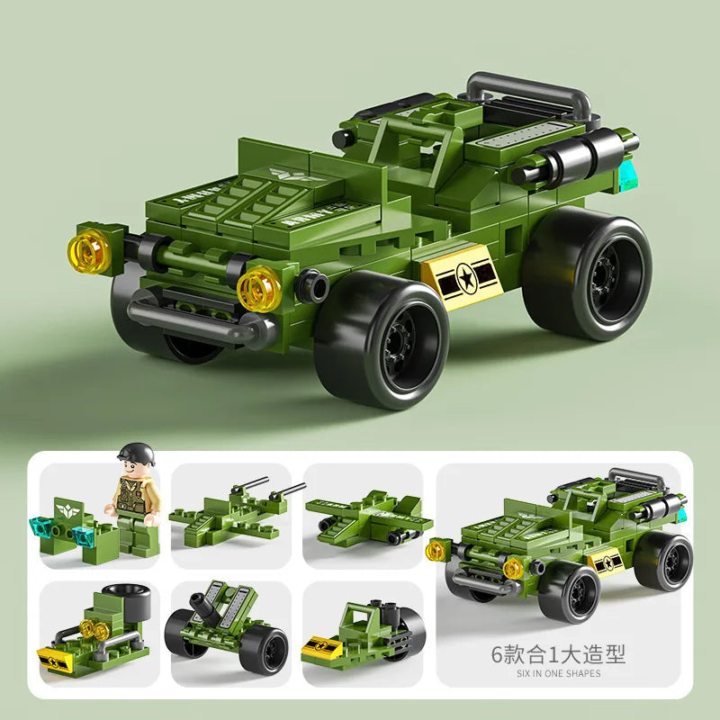 KTX-641491 6 in 1 Building Blocks Cement Mixer Mini Loader Truck Toy Set for Kids Ages 2 and Up