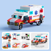 HKM-641491 6 in 1 Building Blocks Cement Mixer Mini Loader Truck Toy Set for Kids Ages 2 and Up