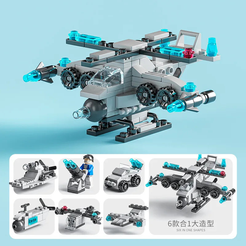 KTX-641491 6 in 1 Building Blocks Cement Mixer Mini Loader Truck Toy Set for Kids Ages 2 and Up