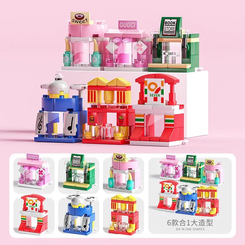 KTX-641491 6 in 1 Building Blocks Cement Mixer Mini Loader Truck Toy Set for Kids Ages 2 and Up