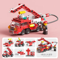 HKM-641491 6 in 1 Building Blocks Cement Mixer Mini Loader Truck Toy Set for Kids Ages 2 and Up