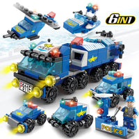 HKM-641491 6 in 1 Building Blocks Cement Mixer Mini Loader Truck Toy Set for Kids Ages 2 and Up
