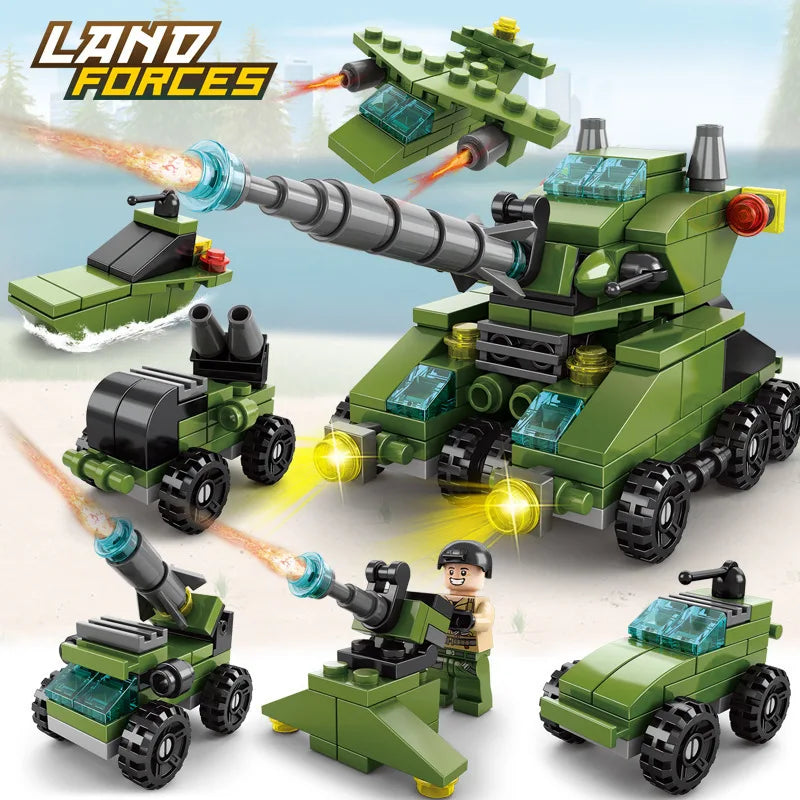 KTX-641491 6 in 1 Building Blocks Cement Mixer Mini Loader Truck Toy Set for Kids Ages 2 and Up