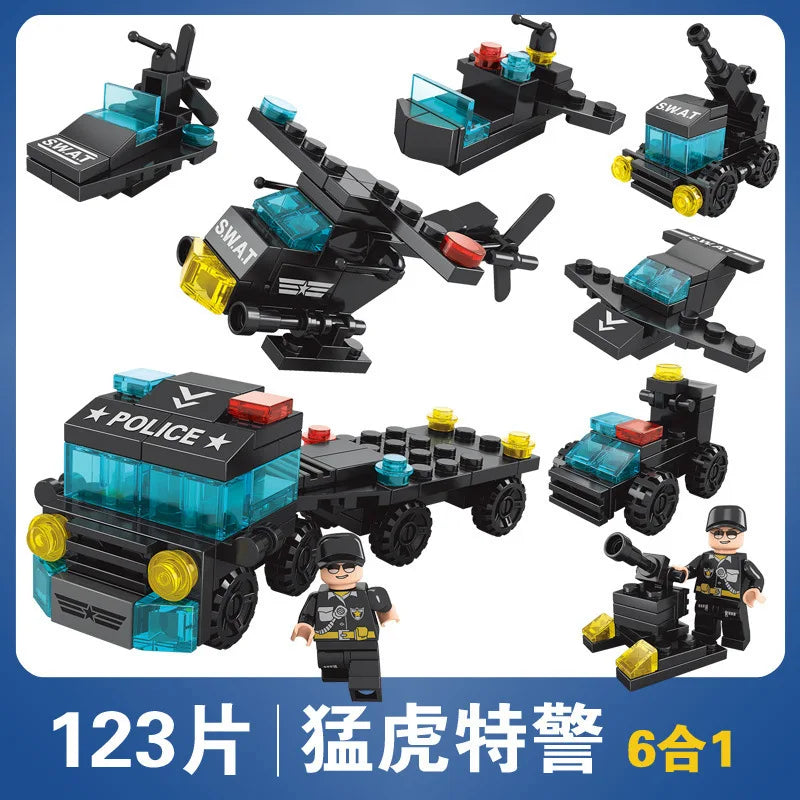 KTX-641491 6 in 1 Building Blocks Cement Mixer Mini Loader Truck Toy Set for Kids Ages 2 and Up