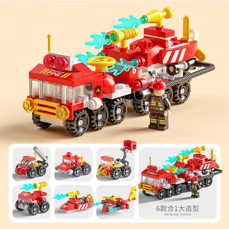 KTX-641491 6 in 1 Building Blocks Cement Mixer Mini Loader Truck Toy Set for Kids Ages 2 and Up