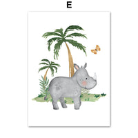 HKM-641491 Jungle Animal Nursery Wall Art Canvas - Lion, Elephant, Giraffe Design for Kids' Room Decor