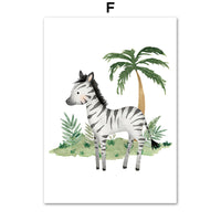 HKM-641491 Jungle Animal Nursery Wall Art Canvas - Lion, Elephant, Giraffe Design for Kids' Room Decor