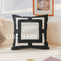 HKM-641619 Nordic Geometric Pattern Lumbar Pillow - 45x45cm Embroidered Pillowcase with PP Cotton Filler