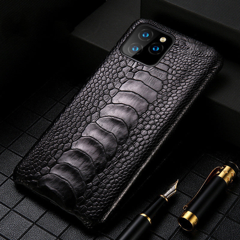 HKM-641747 Natural Ostrich Foot Leather Half Pack for iPhone 11, iPhone 11 Pro, iPhone 11 Pro Max, and More