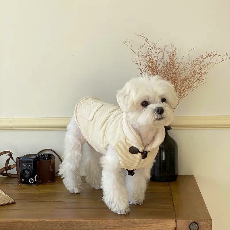HKM-641811 Thickened Cotton Coat for Pets - Autumn & Winter Gear in Beige and Army Green