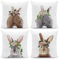 HKM-641875 Easter Cartoon Rabbit Print Plush Pillow Cover, 45x45cm Cushion Case