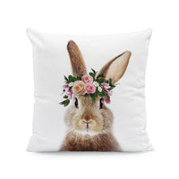HKM-641875 Easter Cartoon Rabbit Print Plush Pillow Cover, 45x45cm Cushion Case