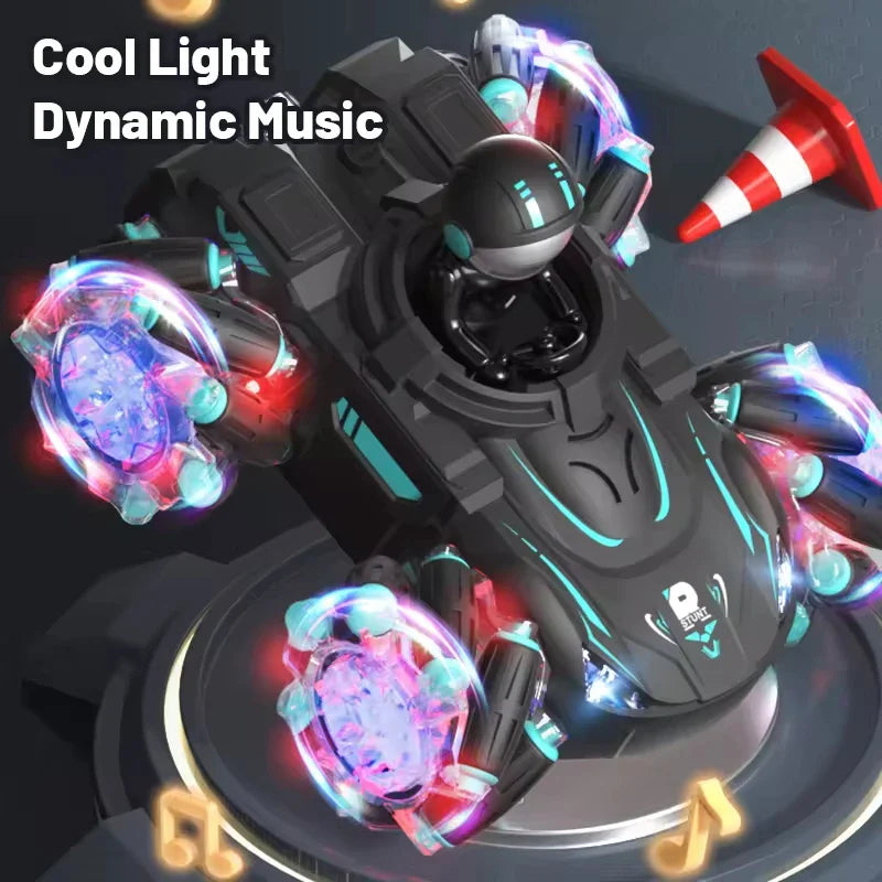 HKM-642067 Colorful Projection Stunt Car with Lights and Music, 360° Rotation, Remote Control, Suitable for Ages 5 and Up