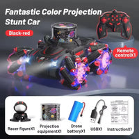 HKM-642067 Colorful Projection Stunt Car with Lights and Music, 360° Rotation, Remote Control, Suitable for Ages 5 and Up