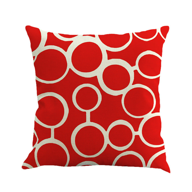 HKM-642195 Geometric Abstract Linen Cushion Cover 45x45cm - Modern Office Pillowcase
