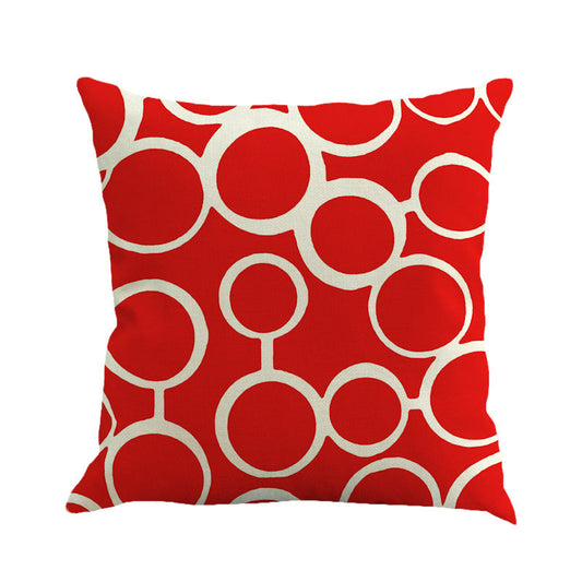 HKM-642195 Geometric Abstract Linen Cushion Cover 45x45cm - Modern Office Pillowcase