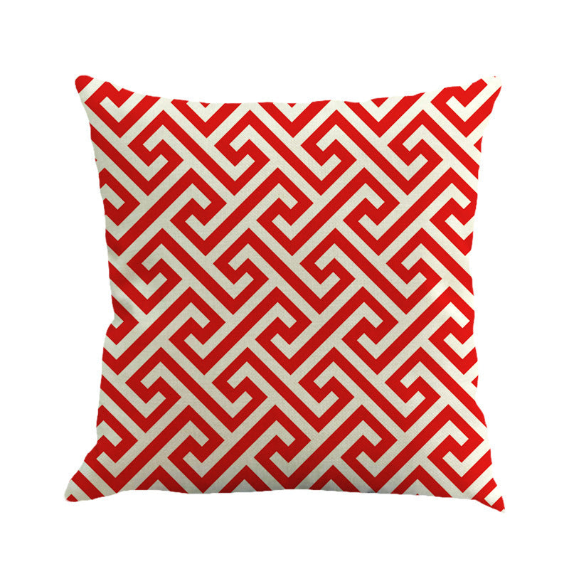 HKM-642195 Geometric Abstract Linen Cushion Cover 45x45cm - Modern Office Pillowcase