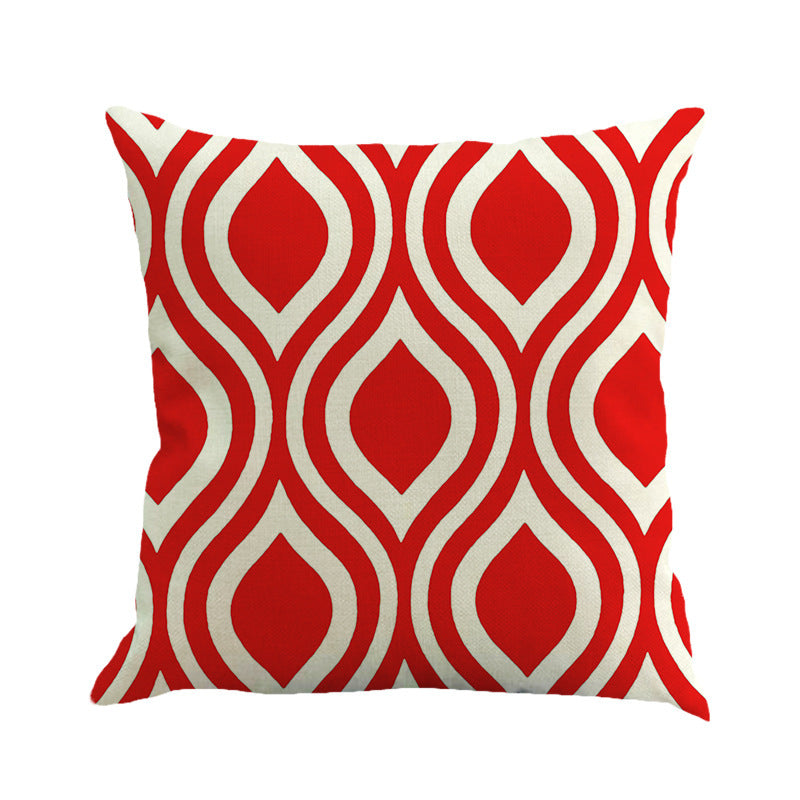 HKM-642195 Geometric Abstract Linen Cushion Cover 45x45cm - Modern Office Pillowcase