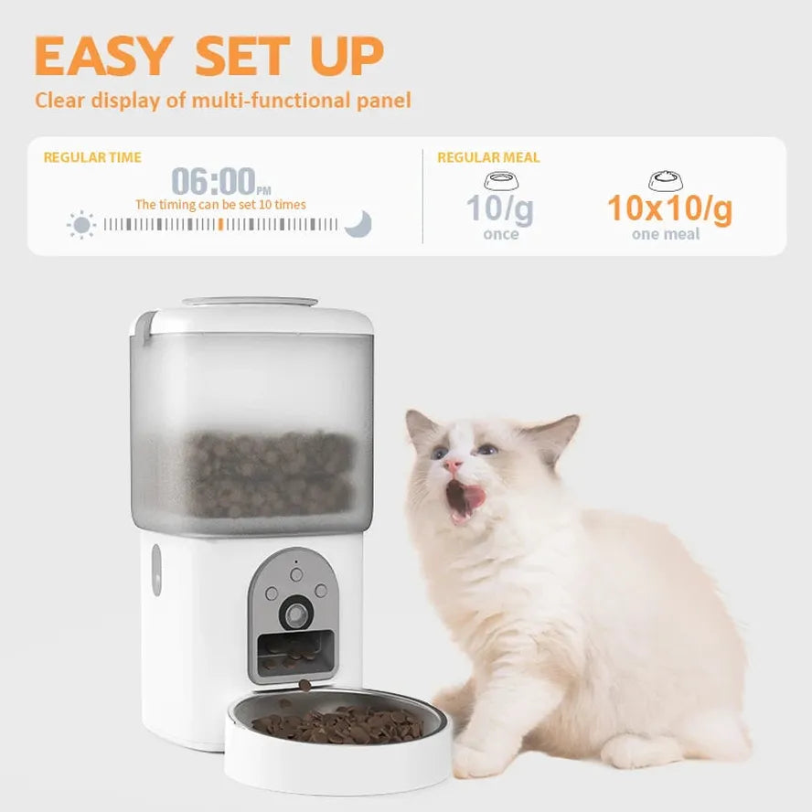 KTX-642259 Automatic 2-in-1 Pet Water Dispenser and Food Feeder with Camera and Microchip Technology