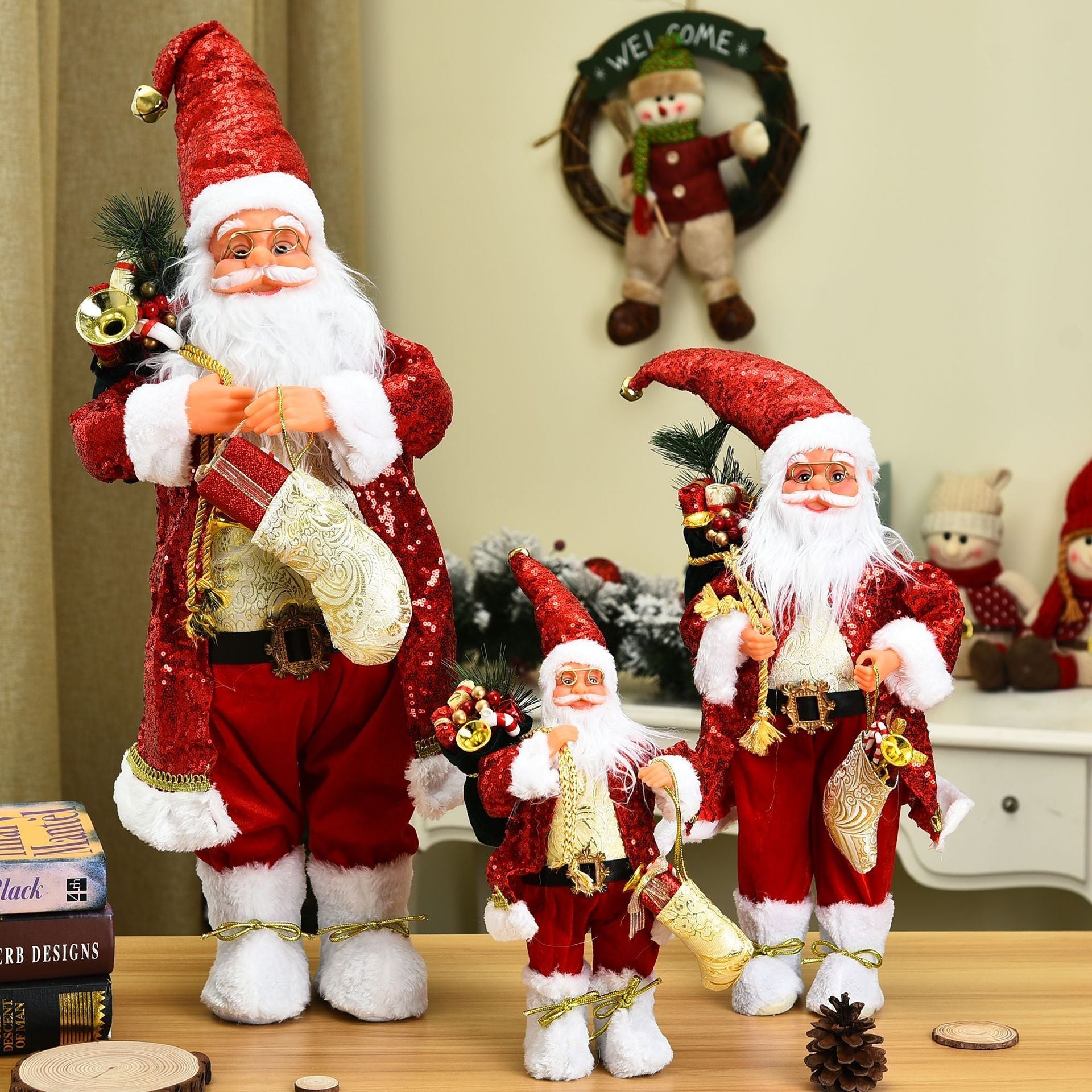 HKM-642259 Stylish Handmade Santa Claus Ornaments for Children's Toys and Home Decor - Available in 30cm, 45cm, 60cm Sizes
