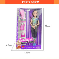 HKM-642451 12 Inch Educational Doll with Beauty Set for Kids Ages 2-7, Vinyl Material, Includes Accessories