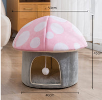 HKM-642451 Cartoon Mushroom Removable Soft Pet Bed for Dogs - Green & Pink, 40x50x45CM