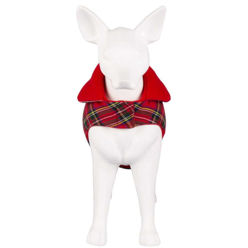 HKM-642515 Warm Red Plaid Cotton Vest for Dogs - Available in S, M, L