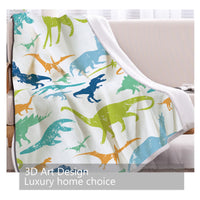 HKM-642643 Cute Dinosaur Sherpa Fleece Blanket – Soft, Warm Multi-Purpose Throw for Sofa, Office, Camping