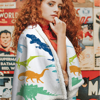 HKM-642643 Cute Dinosaur Sherpa Fleece Blanket – Soft, Warm Multi-Purpose Throw for Sofa, Office, Camping