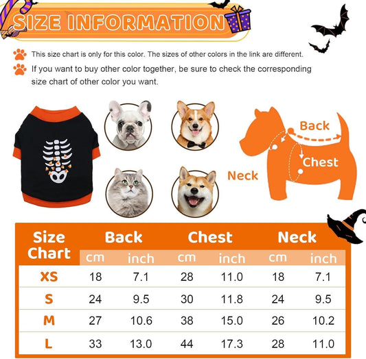 HKM-642835 Halloween Dog Skeleton Costume - Lightweight Sweatshirt for Small Pets
