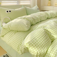 HKM-642963 Big Eyes Striped Four-Piece Bedding Set with Duvet Cover, Bed Sheet, and Pillowcases in Various Sizes