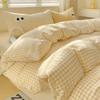 HKM-642963 Big Eyes Striped Four-Piece Bedding Set with Duvet Cover, Bed Sheet, and Pillowcases in Various Sizes