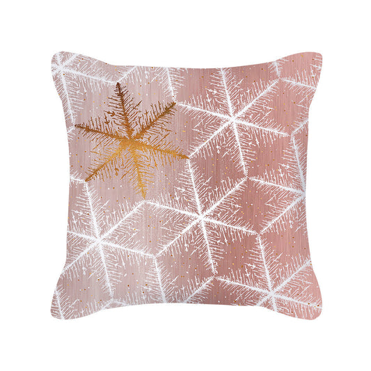 HKM-643027 Nordic Style Rose Gold Pink Geometric Square Cushion Cover - Soft Brushed Cloth, 45x45cm