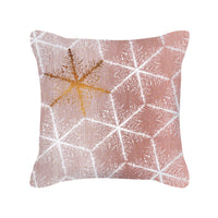 HKM-643027 Nordic Style Rose Gold Pink Geometric Square Cushion Cover - Soft Brushed Cloth, 45x45cm