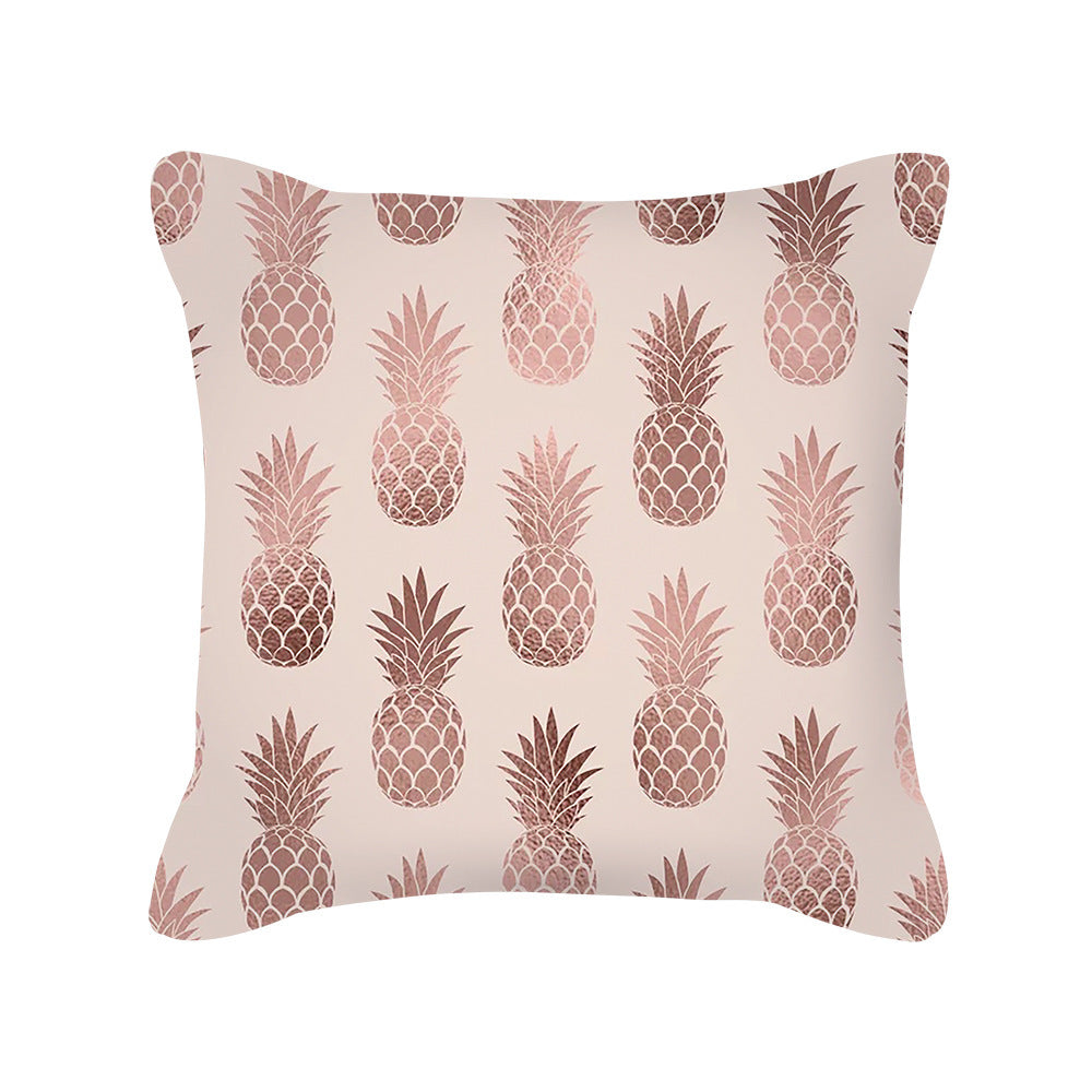 HKM-643027 Nordic Style Rose Gold Pink Geometric Square Cushion Cover - Soft Brushed Cloth, 45x45cm
