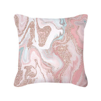 HKM-643027 Nordic Style Rose Gold Pink Geometric Square Cushion Cover - Soft Brushed Cloth, 45x45cm