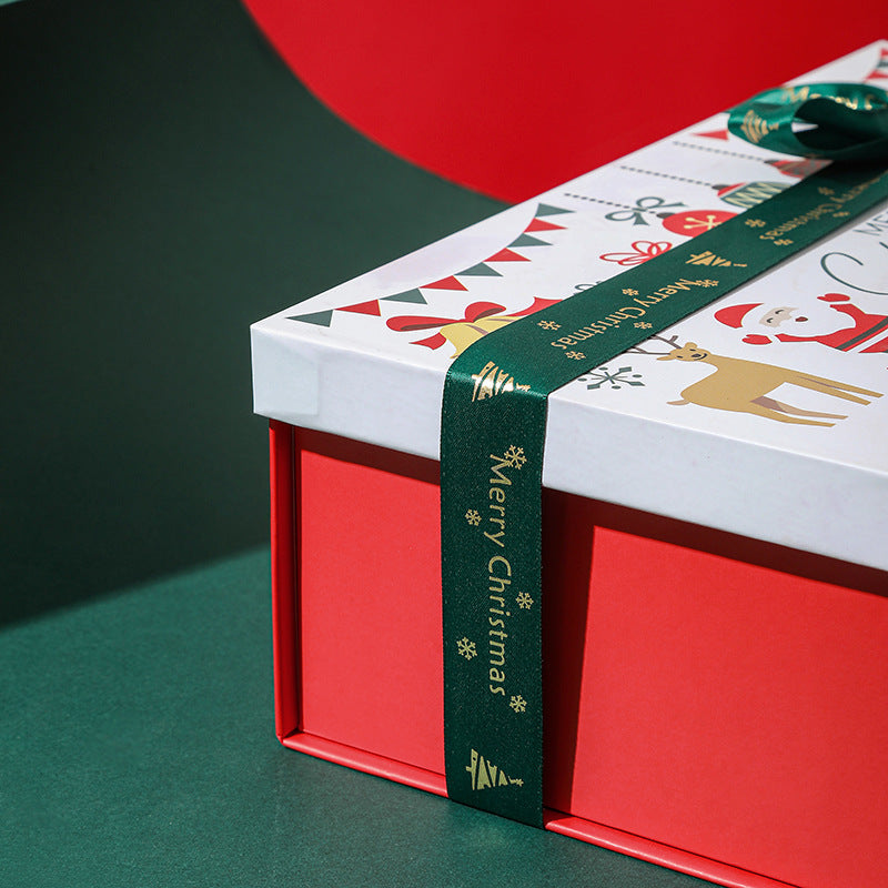 HKM-643091 Christmas Gift Box - Folding White Santa Claus Packaging for Ornaments & Small Gifts, 29x22x10.5cm