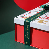 HKM-643091 Christmas Gift Box - Folding White Santa Claus Packaging for Ornaments & Small Gifts, 29x22x10.5cm