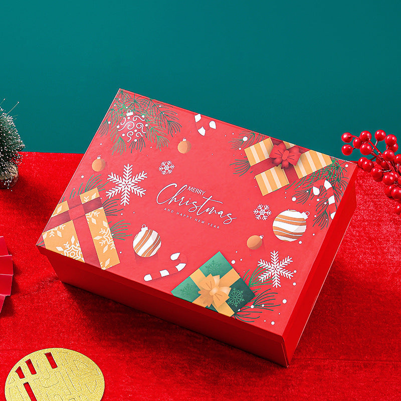 HKM-643091 Christmas Gift Box - Folding White Santa Claus Packaging for Ornaments & Small Gifts, 29x22x10.5cm