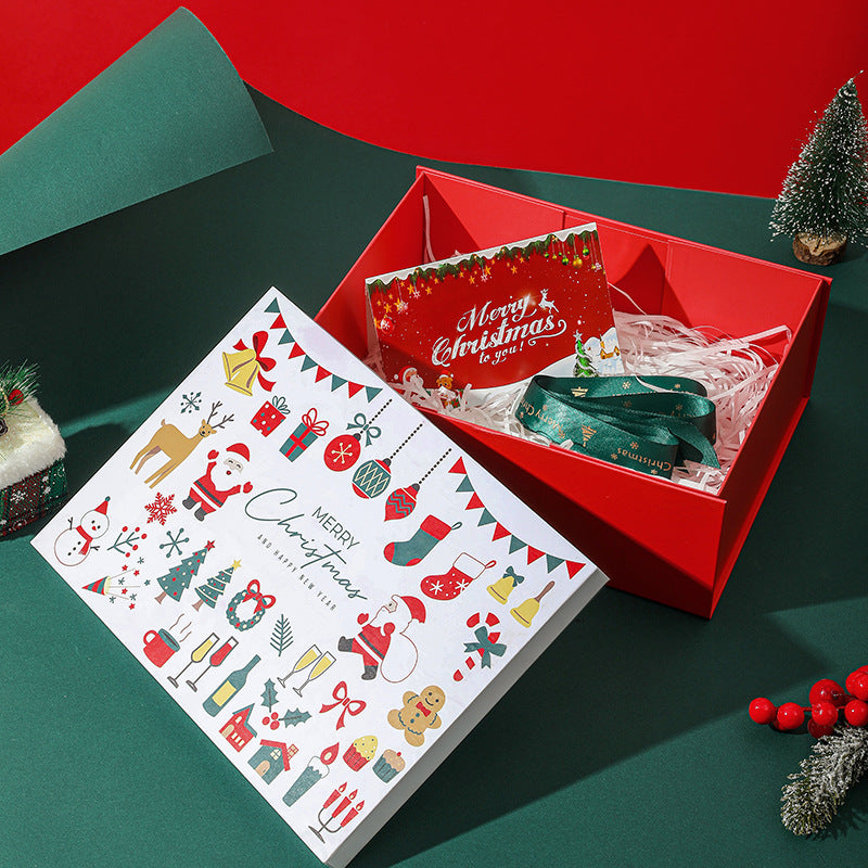 HKM-643091 Christmas Gift Box - Folding White Santa Claus Packaging for Ornaments & Small Gifts, 29x22x10.5cm