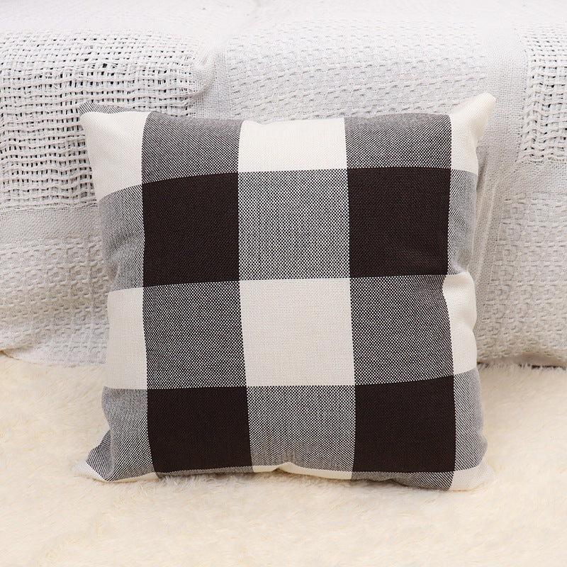 HKM-643091 Plaid Decorative Pillow Cover for Sofa - Modern Design, Multiple Sizes Available