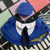 HKM-643283 Personalized Blue Polyester Pet Scarf and Hat Set for Cats – Sizes S, M, L