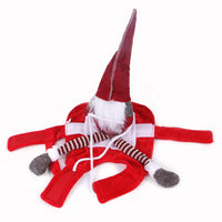 HKM-643411 Santa Claus Horse Riding Christmas Outfit for Pets - Flannel Costume with Velcro Closure