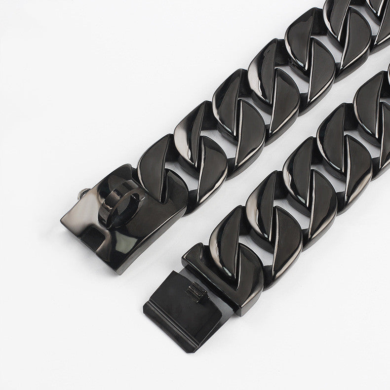 HKM-643475 Stainless Steel Chain Dog Collar for Large Breeds with Leash Included