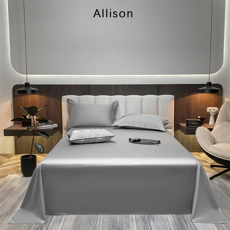 KTX-643603 Long-Staple Cotton Solid Color Flat Bed Sheet - 245x265cm, 100 Thread Count, Twill Weave