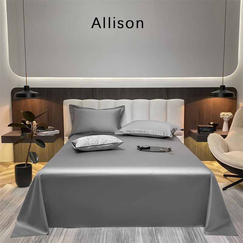 KTX-643603 Long-Staple Cotton Solid Color Flat Bed Sheet - 245x265cm, 100 Thread Count, Twill Weave