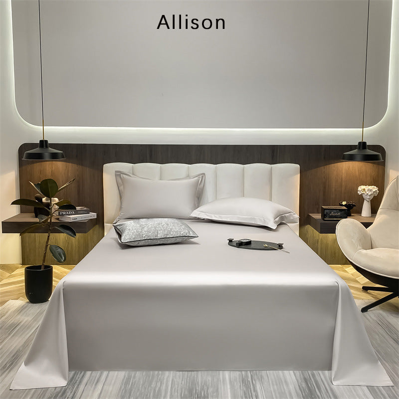 KTX-643603 Long-Staple Cotton Solid Color Flat Bed Sheet - 245x265cm, 100 Thread Count, Twill Weave